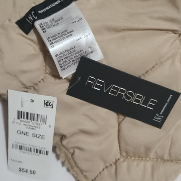 I.N.C. Reversible Quilted Teddy Faux Fur Scarf - Picture 5 of 5